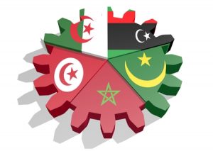 54210154 union del magreb arabe asociacion amu de cinco banderas nacionales de los miembros de las economias