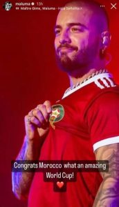 Maluma: Felicidades a Marruecos por este increíble Mundial 1 20221215 121538