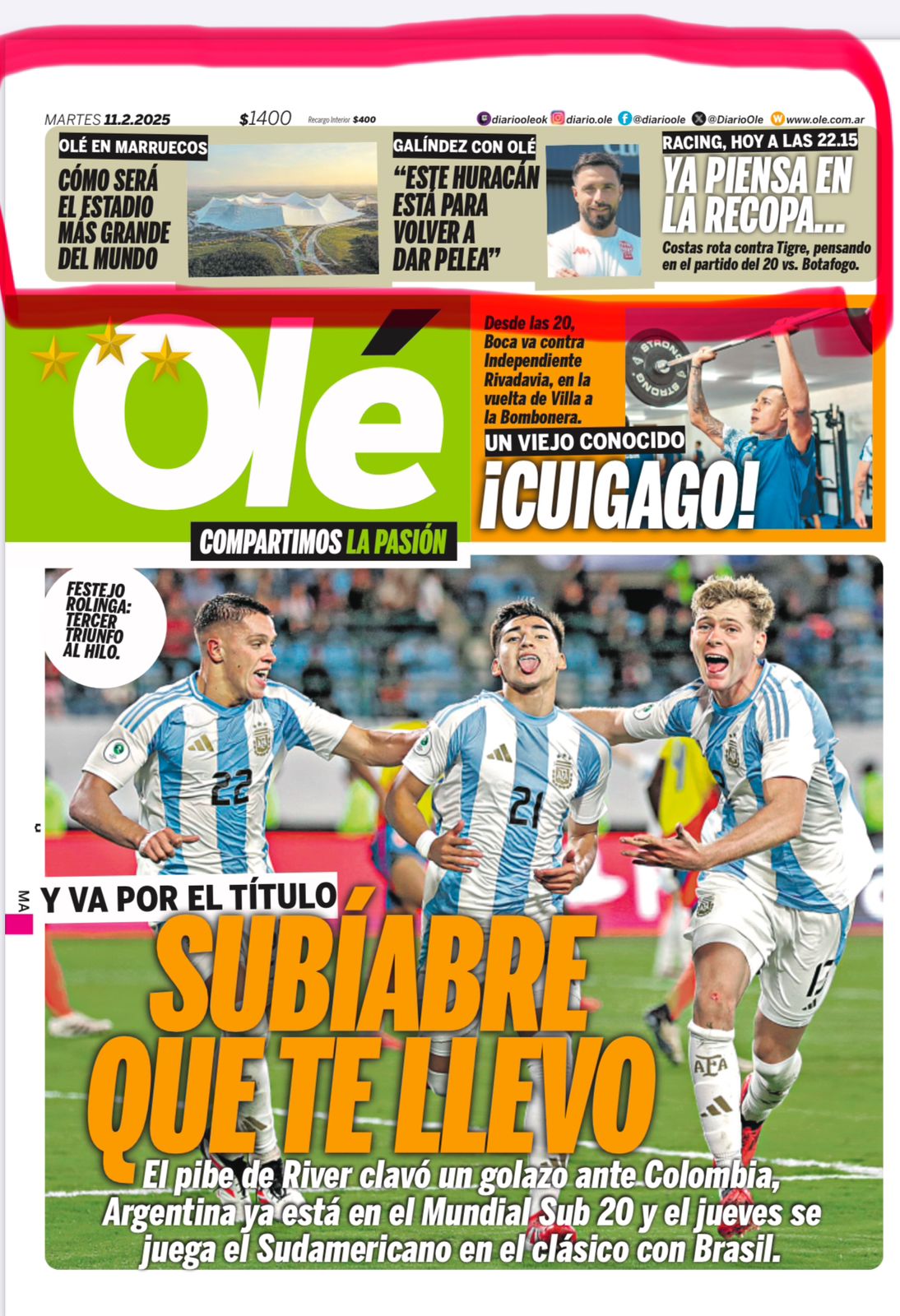 Marruecos se luce en la portada del diario deportivo argentino ‘Olé’ 1 IMG 20250211 WA0107