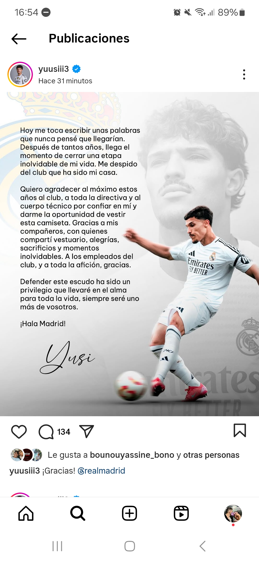 Yusi se despide del Real Madrid: “Defender este escudo es un privilegio y siempre seré madridista” 1 Screenshot 20250716 165404 Instagram